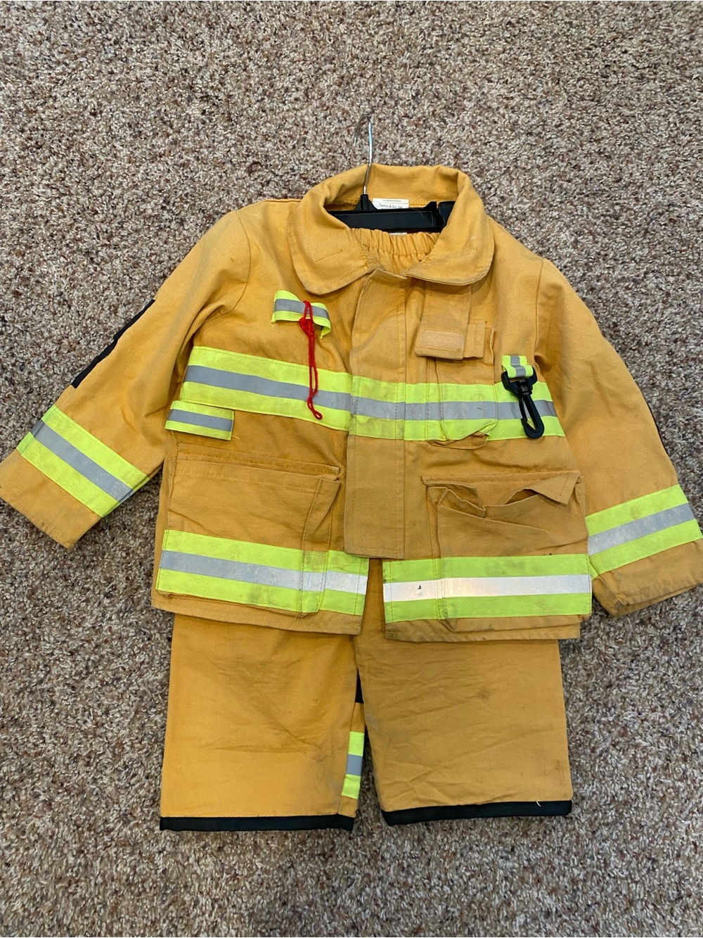 3-4T Kids Yellow Firefighter Costume with Reflective Stripes - Picture 2 of 7